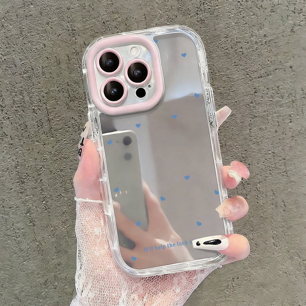 Einfache Stern-Polka-Dots Air-Cushion-Spiegel-Handyhülle für iPhone 17 15 14 16 Pro Max 13 12 11 Pro XR XS 7 8 Plus 17Air Girl Cover – Detail 35