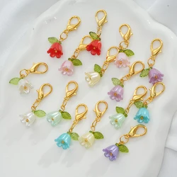 10pcs Cute Flower Keychain Lobster Claw Clasps Charm For Bag Key Chain Ornaments