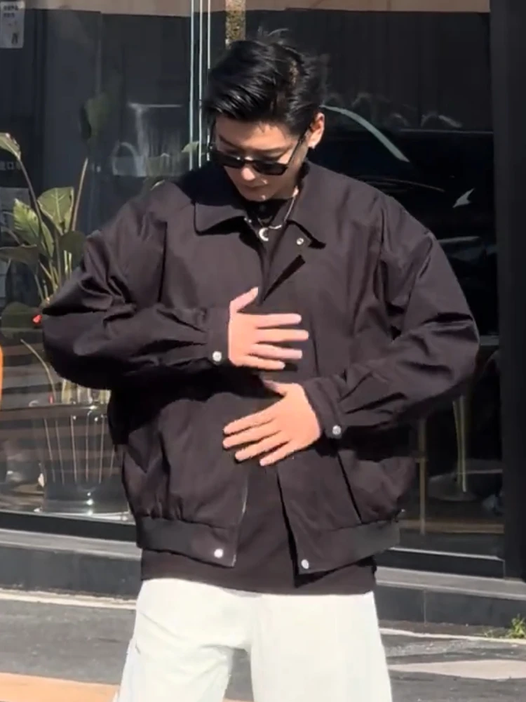

Loose Fit Casual Outdoor Men's Jaet American Trendy Brand Turn-down Collar Pilot Coat Spring Youth ular Polyester