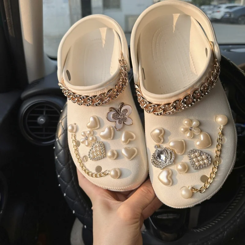 Whole Set Hot Sale DIY Hole Shoes Charms for Pearl Butterfly Handmade Charms Designer Quality Garden Shoe Decoration Girl Gift