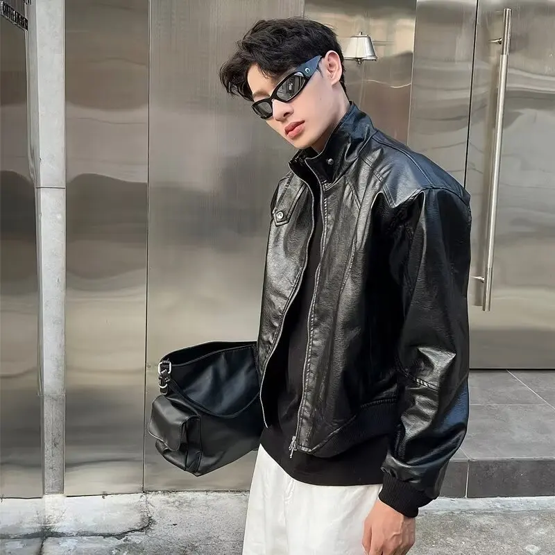 

Осенний большой размер 250, мотоциклетный кожаный тюнер с воротником-стойкой, мужской модный свободный дизайн, повседневное пальто с подушечкой