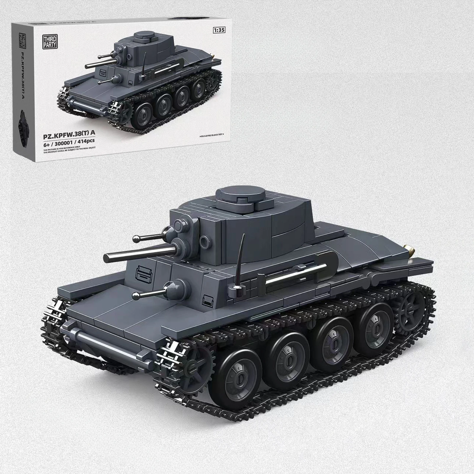 

414PCS German 38T-A Light Tank Building Blocks Military Series Tracked Chariot Model Kit Small Particle Assembled Toy Gift 30001