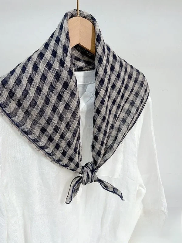 japanese-sle-linen-plaid-small-square-scarf-silk-women's-versatile-summer-sun-protection-ne-warmer-long-rectangle-ape