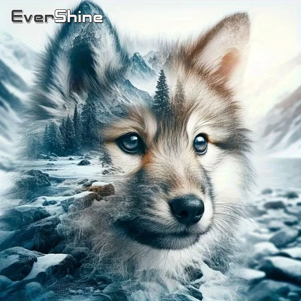 EverShine DIY Diamant-Mosaik Wolf Tiermalerei Hund Neue Kollektion Set Stickerei Geeignet für Anfänger Handgemachtes Hobby