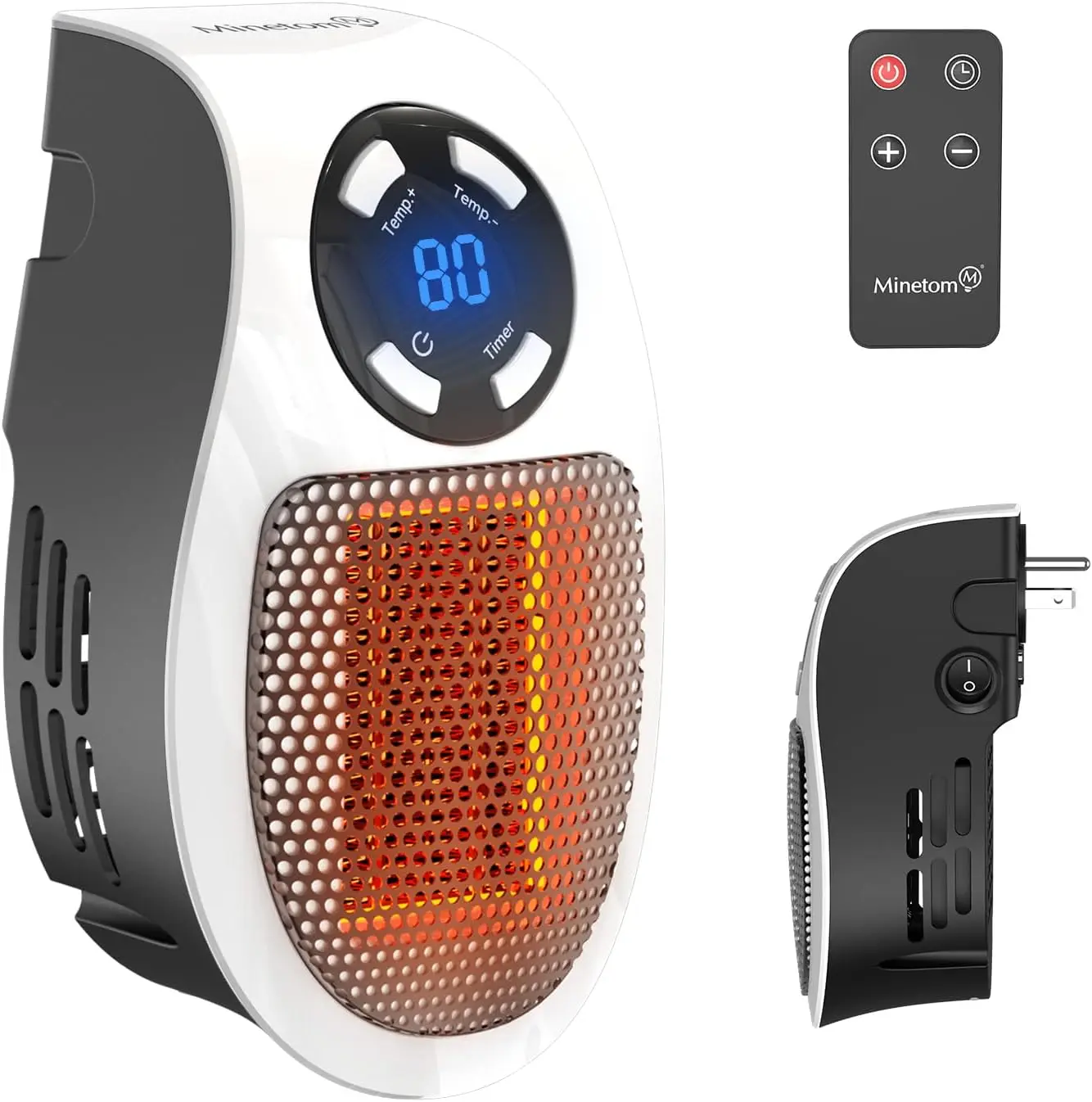 

450W Space Heater, Remote Wall Outlet Electric Small Space Heater as Seen on TV with Adjustable Thermostat and Timer and Led