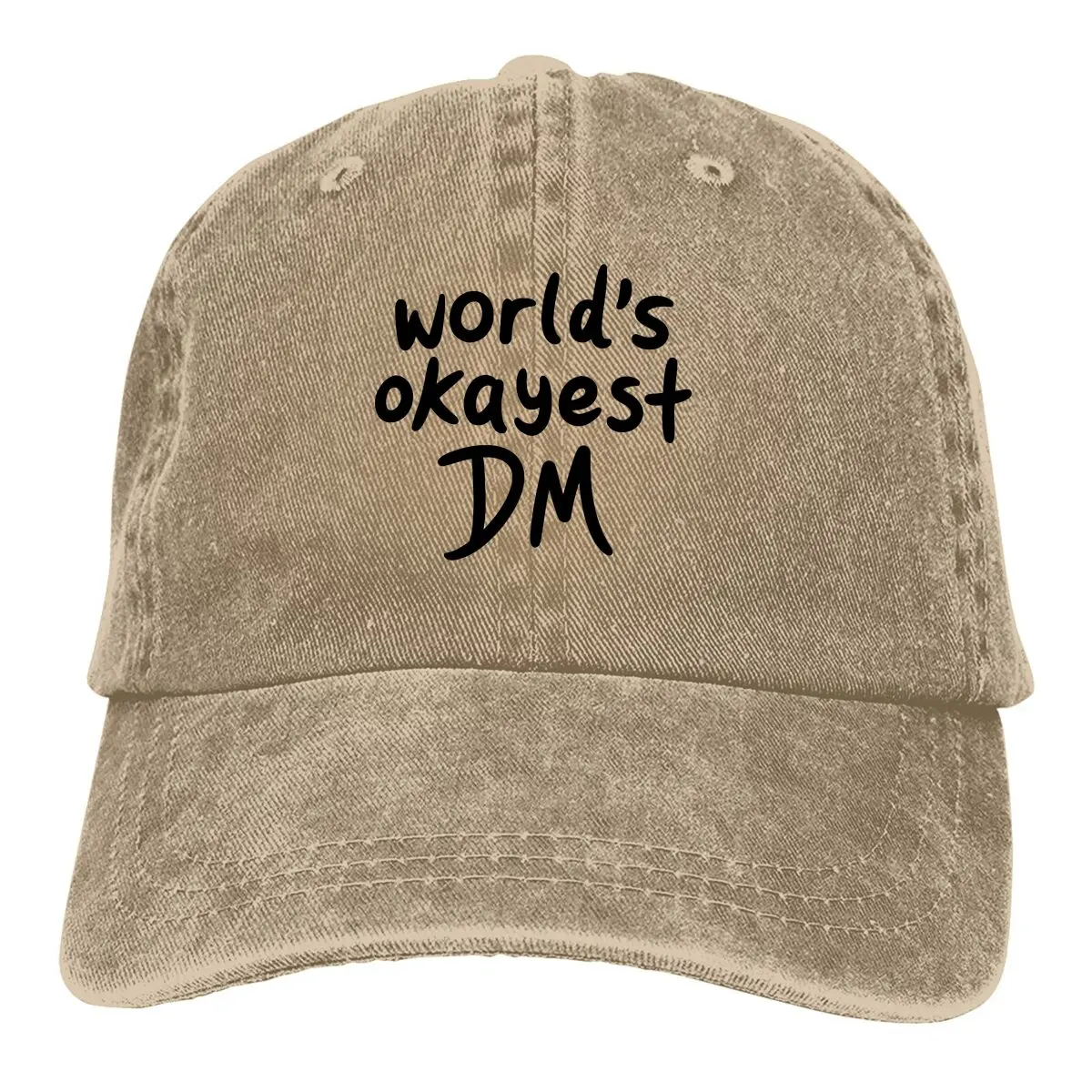 

Washed Men's Baseball Cap World's Okayest DM Trucker Snapback Cowboy Caps Dad Hat DnD Game Golf Hats