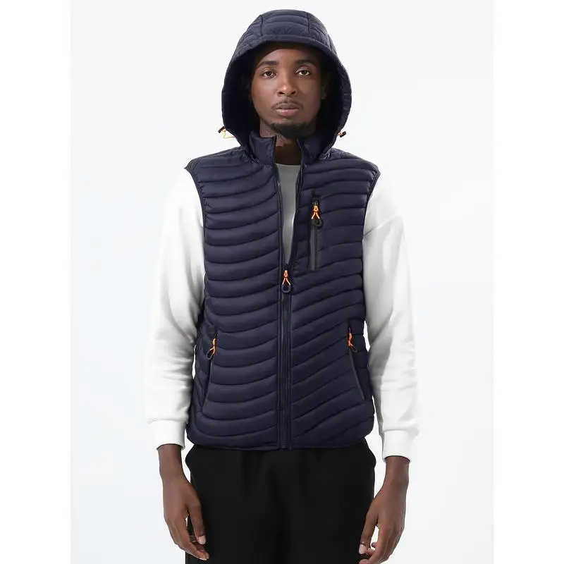 

Men Soft Jackets Fashion Casual Pockets Waistcoat Windproof Jacket Winter Male Hot Sale Men Sleeveless Down Vests Hooded Vest