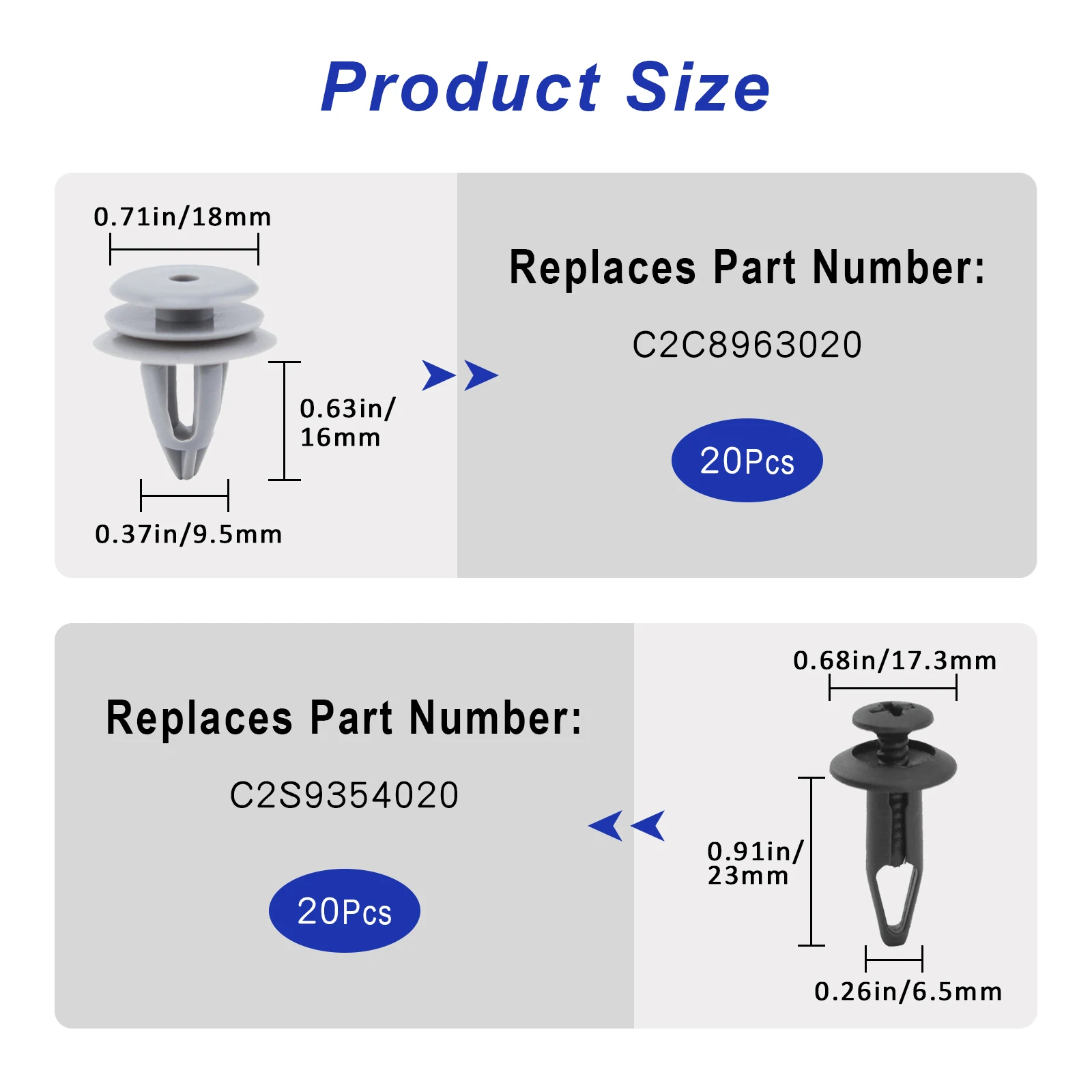 40pcs Side Skirt Sill Wheel Arch Moulding Trim Clips for Jaguar X-Type C2S9354020 C2C8963020 Screw-Type Rivets Fastener Retainer