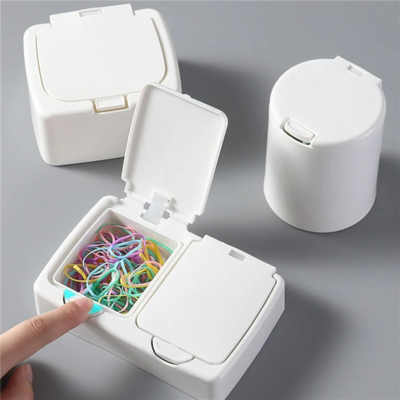 Desktop Mini With Cover Pop-up Window Cotton Swab Storage Box Cosmetic-Cotton Dustproof Student Sundries Plastic Finishing-Box