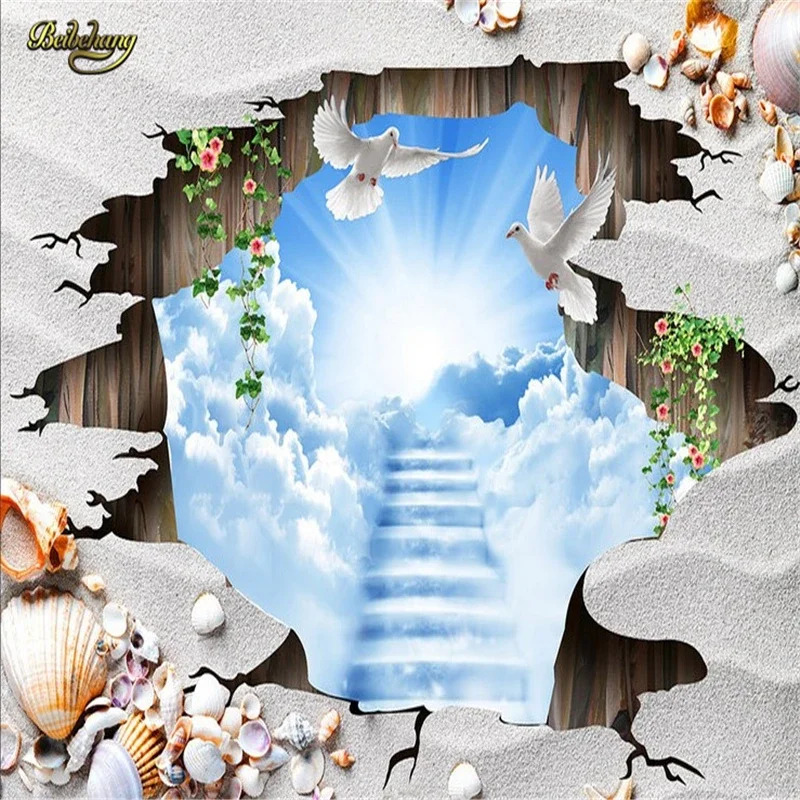 beibehang Shells pigeons papel de parede 3d flooring wallpaper for walls 3 d pvc self adhesive wallpaper floor tiles wall paper