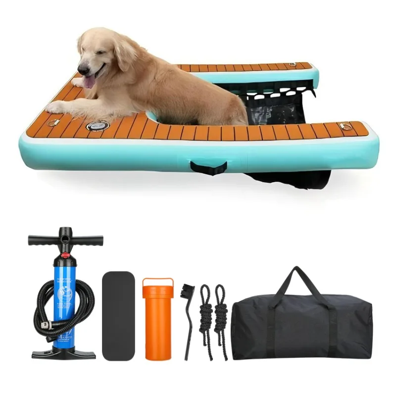 Lightweight Floating Exit Ramp Large Inflatable Dog Water Ramps Inflatable Pup Plank Platform With Ladder Steps for Pets