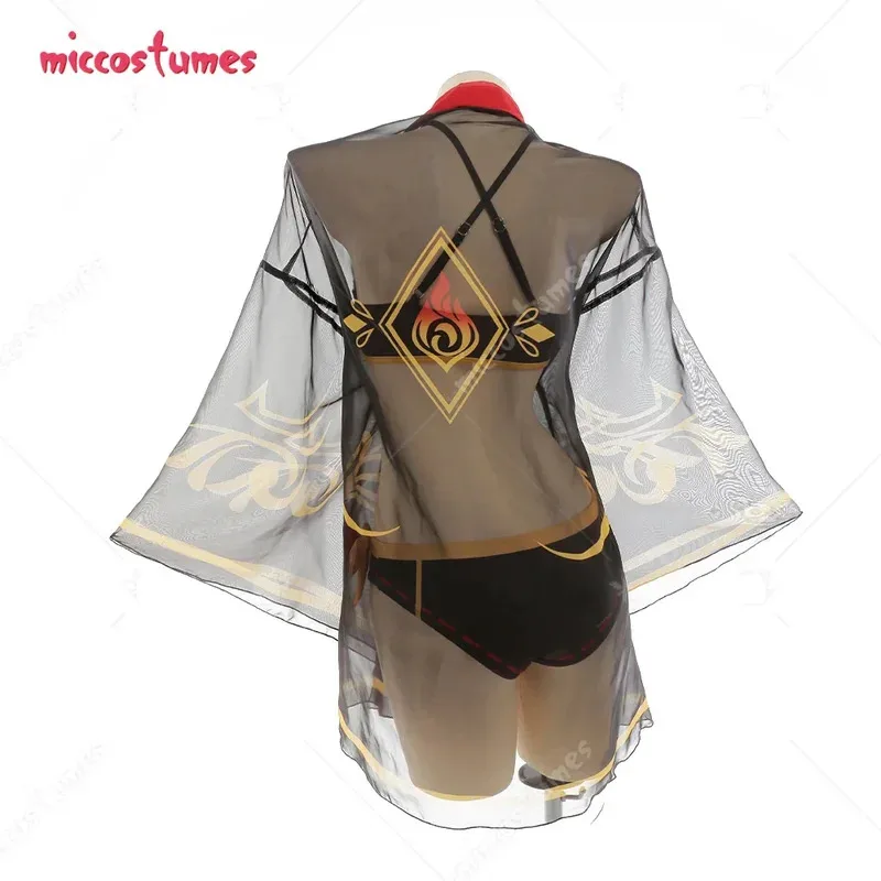 

25COSЖенский комплект бикини, двухсекционный купальник с лямкой на шее, топ и низ в китайском стиле с кимоно, накидка хаори и милые зажимы в виде цветов