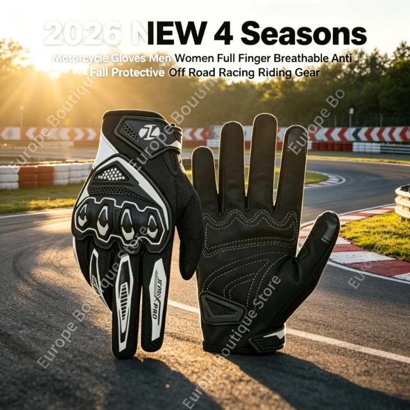 

2026 NEW Men Women 4 Seasons Full Finger Motorcycle Gloves Breathable Anti Fall Protective Gear for Off Road Racing Riding
