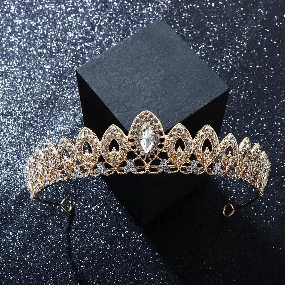 ผู้หญิงพรหมอุปกรณ์เสริมผมเงินสี Rhinestone แถบคาดศีรษะเจ้าสาว Tiara ผมมงกุฎเครื่องประดับ Headwear