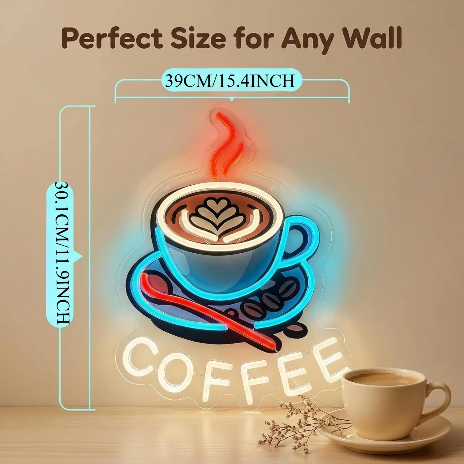Coffee Neon Sign USB Powered L - Commercial Kitchen Windows ulasan dan harga