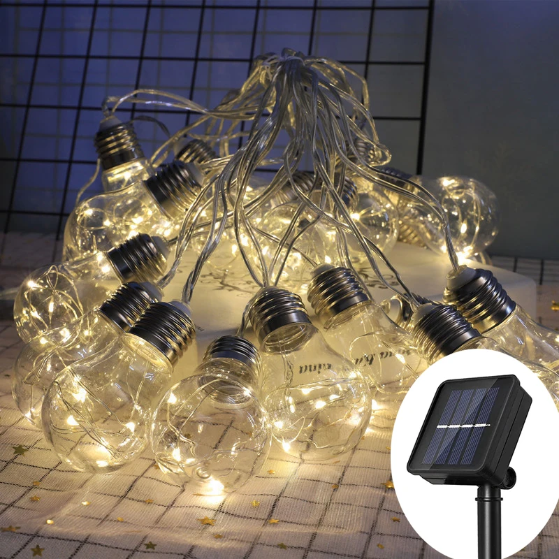 Outdoor Hanging LED Solar Lights IP44 Waterproof 30 Bulbs For Party Garden Home Patio Camping Decor Solar Lamp Bulb