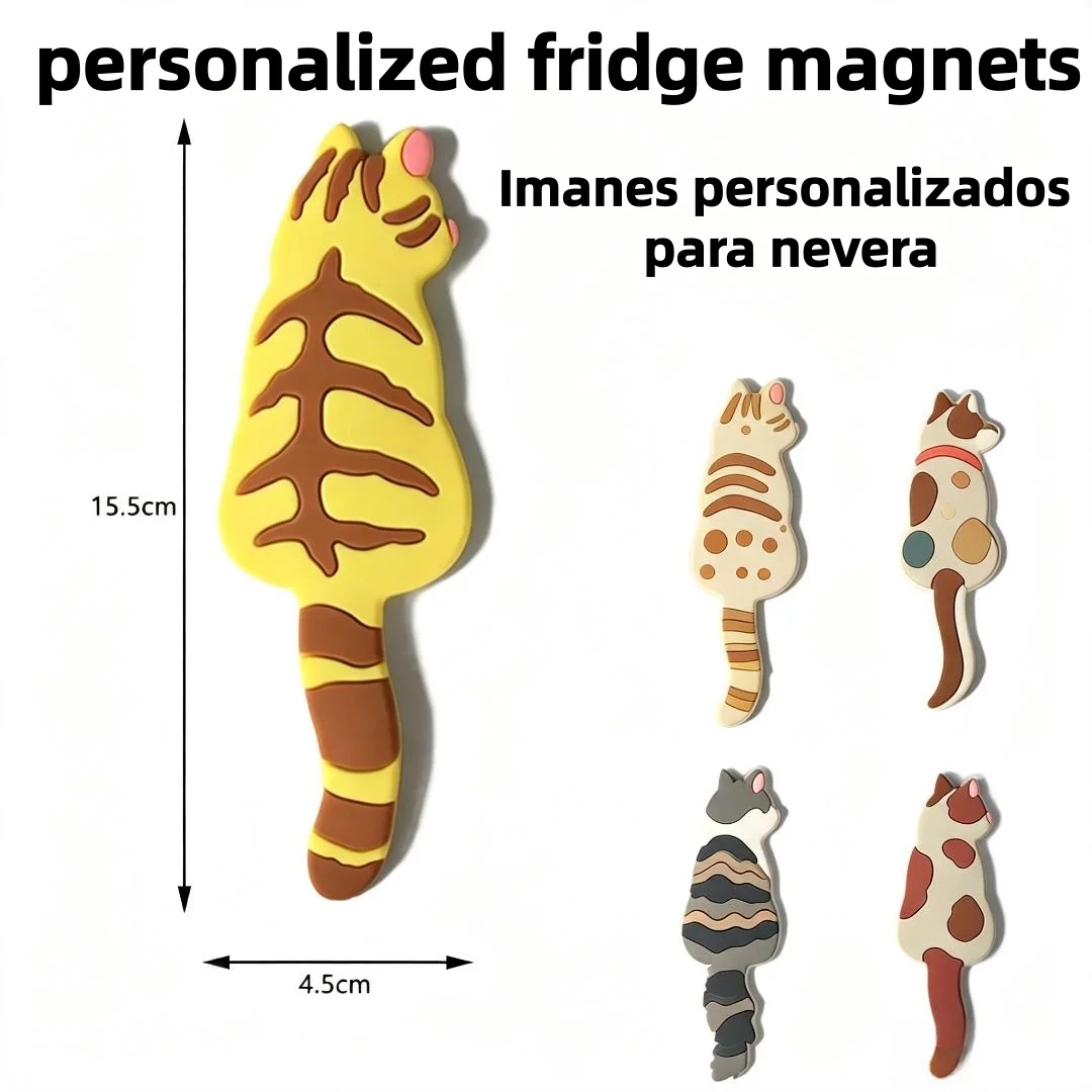 Custom Refrigerator Magnets Creative 3D Soft PVC Rubber Cat Magnetic Sticker Cute Fridge Durable