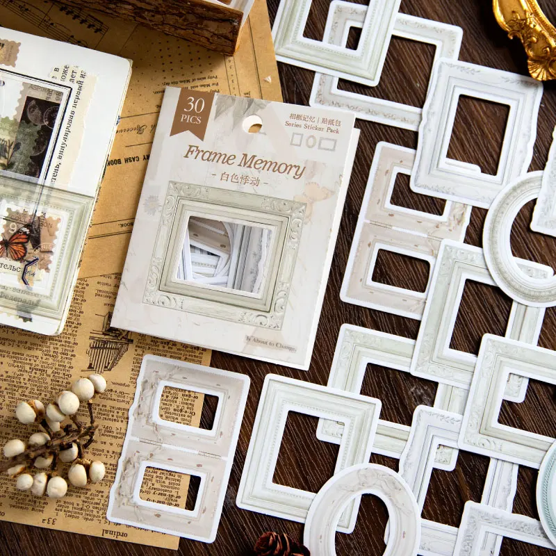 

30 шт. рамка золотые наклейки декоративный дневник фото планировщик бумажные принадлежности коридор коллекция Винтаж Скрапбукинг 85*105 мм