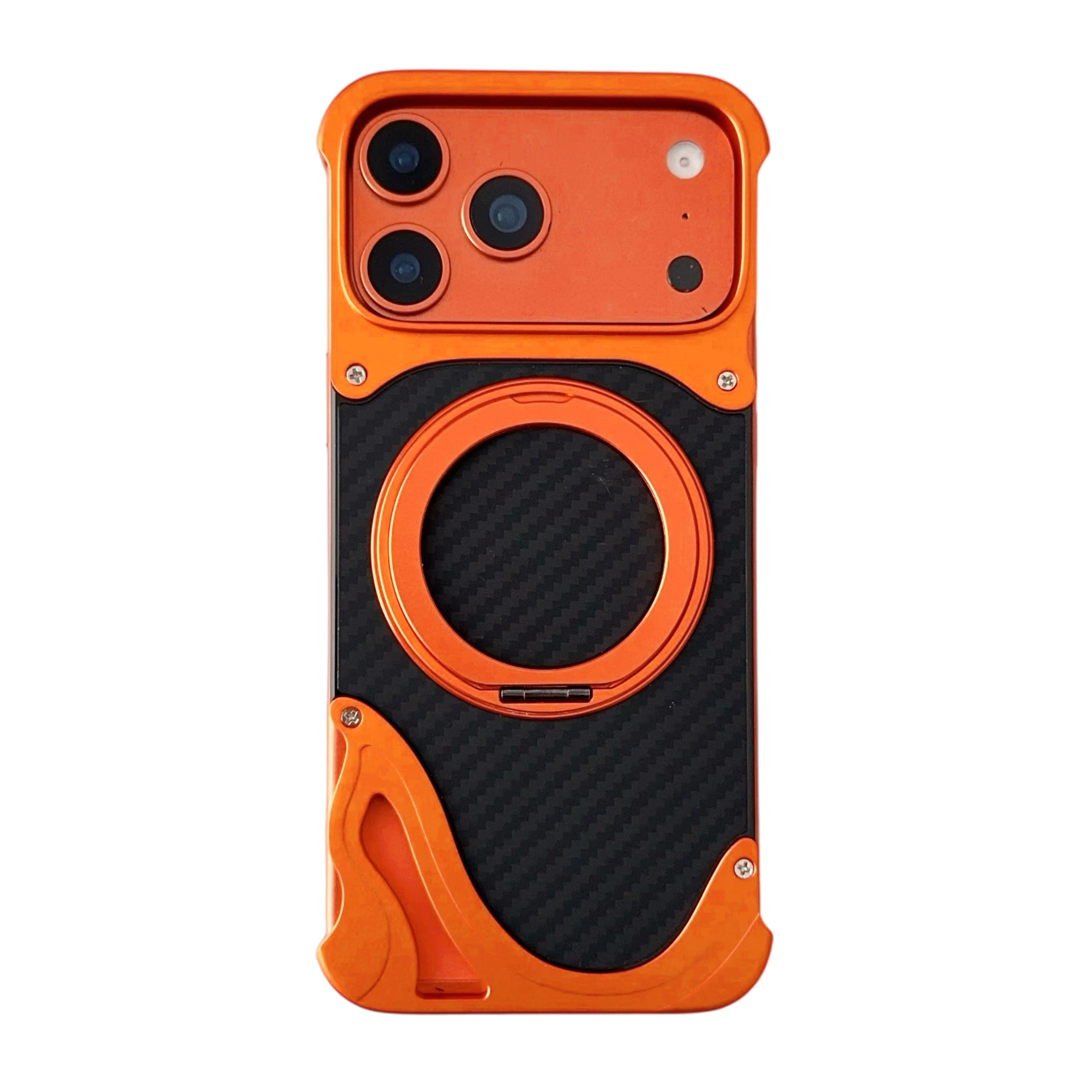 

Магнитный металлический чехол для iPhone 17 Pro Max 17 pro 360 ° Вращающаяся кольцевая подставка с текстурой из углеродного волокна, защитный чехол