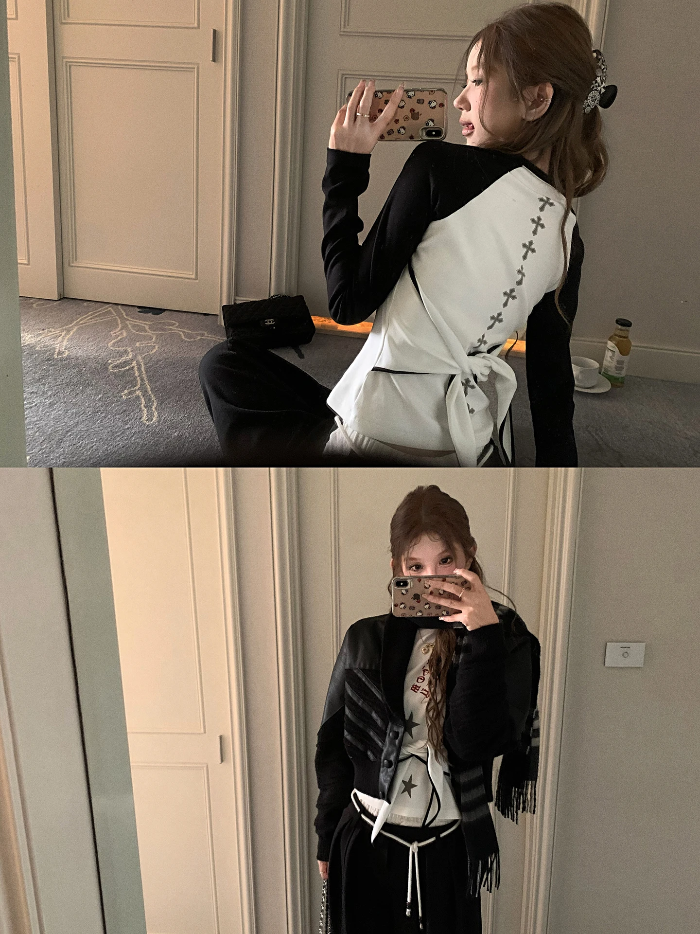 Tongiiuu Giacca Casual Retrò in Pelle e Pelliccia Patchwork, Cappotto Lungo da Donna Vestibilità Ampia per Uso Quotidiano