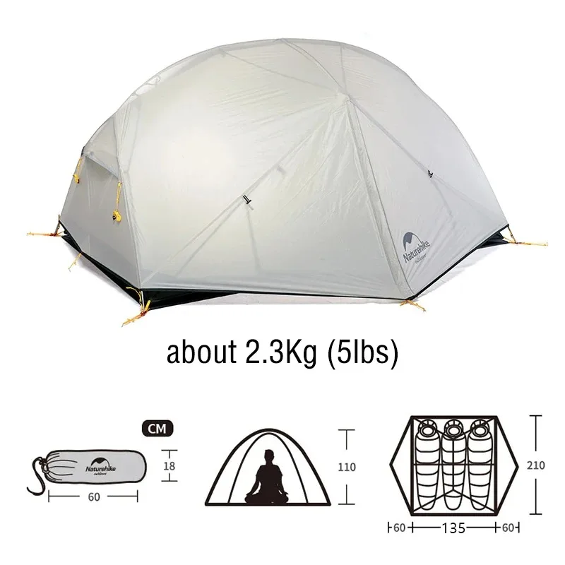 Imagem -05 - Naturehike-mongar Tenda Pessoa Camping Tent Ultraleve 20d Nylon Mochila à Prova Dágua Praia ao ar Livre Caminhadas Viagem