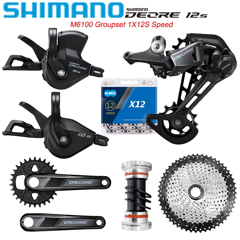 

Shimano 12s Complete Kit X12 Chain FC-M6100 Crankset BB52 Bottom M6100 1X12V Speed Derailleurs Groupset Original Parts