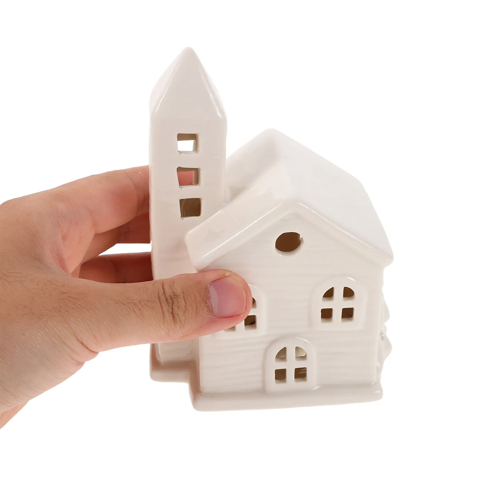 

2 шт. керамических домиков для рождественской деревни с LED-подсветкой, миниатюрные подвесные украшения, праздничный декор для стола, новогодние украшения для дома