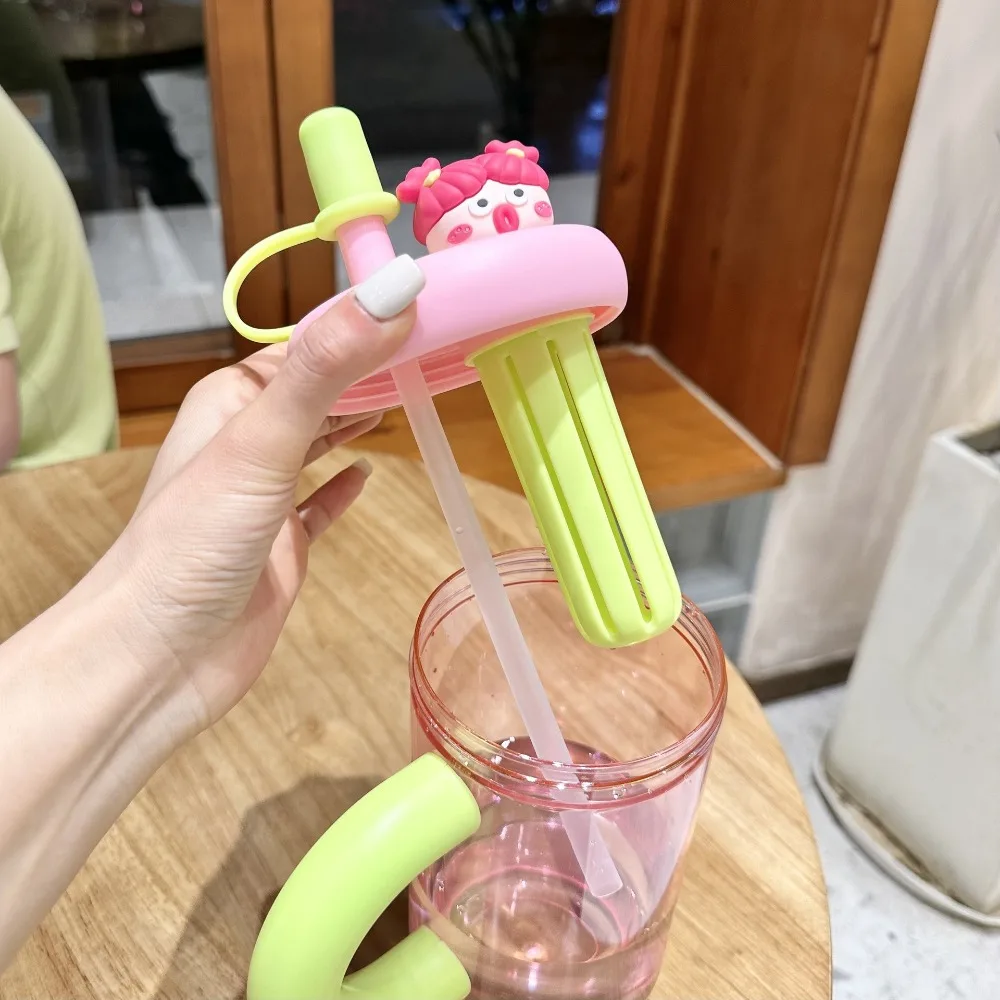 

Travel 900ML Sports Water Bottle Cartoon Large Capacity Drinking Water Cup Plastic Straw Cup For Gym Fitness