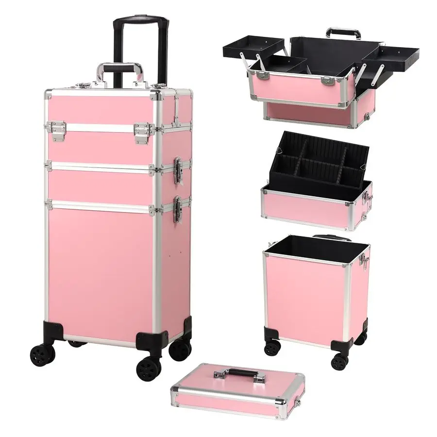 

Makeup Case, Cosmetology Case on Wheels with Large Storage, Durable Design, Ideal Gift for Makeup Artists, Hairstylists, Nail Te