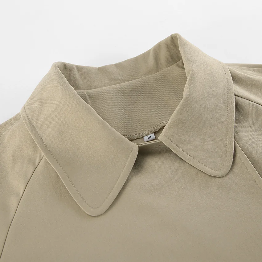 JHJN Nuovo modello Design Sense Giacca a vento da ragazza di media lunghezza Giacca kaki in pizzo Cappotto a maniche lunghe autunno e inverno