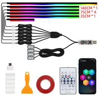 Tira de luces LED acrílica 10 en 1 para coche, sinfonía RGB, tira de luces interiores para coche, lámpara decorativa de ambiente con Control remoto/aplicación