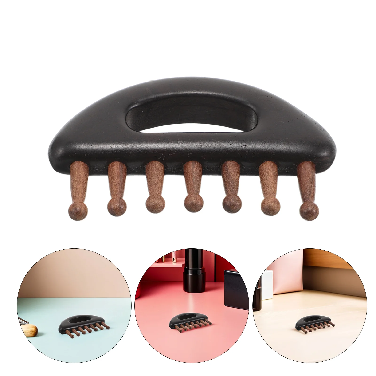 

Деревянная расческа для массажа кожи головы, сандаловое дерево, меридиан, щетка под давлением для здоровья, натуральный дизайн с широкими зубьями, удобный портативный Гуа