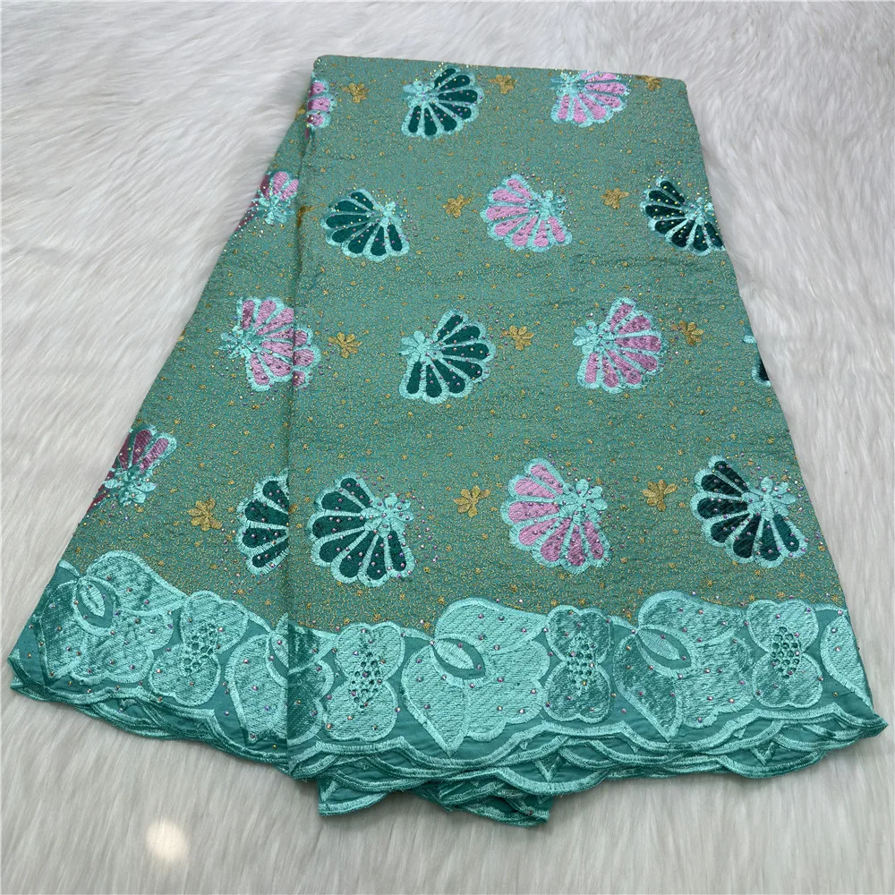 

Newest Design Swiss Voile Lace Fabric 5 Yards Nigerian Cotton Dry Lace With Stones For Sewing Women Evening Party Dresses 23A162