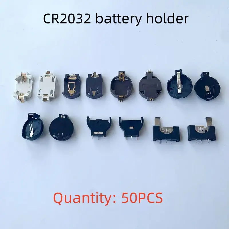 50 قطعة CR2032 CR2025 صندوق بطارية 3 فولت زر حامل البطارية BS-2032 حامل البطارية صندوق المقبس مع مقصورة بطارية إبرة