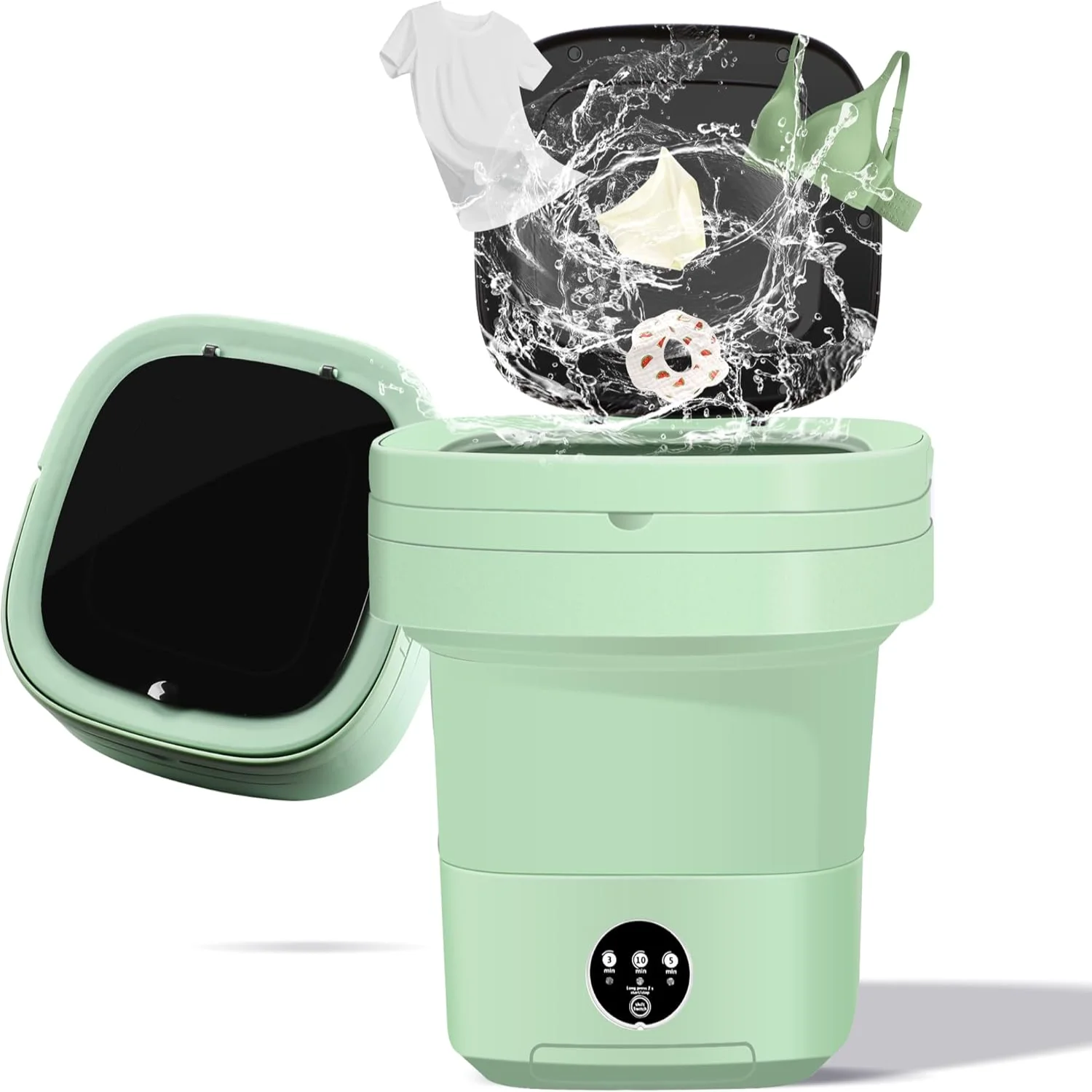 Lavadora portátil, Lavadora portátil plegable de gran capacidad mejorada de 11L, Lavadora pequeña para apartamento, T