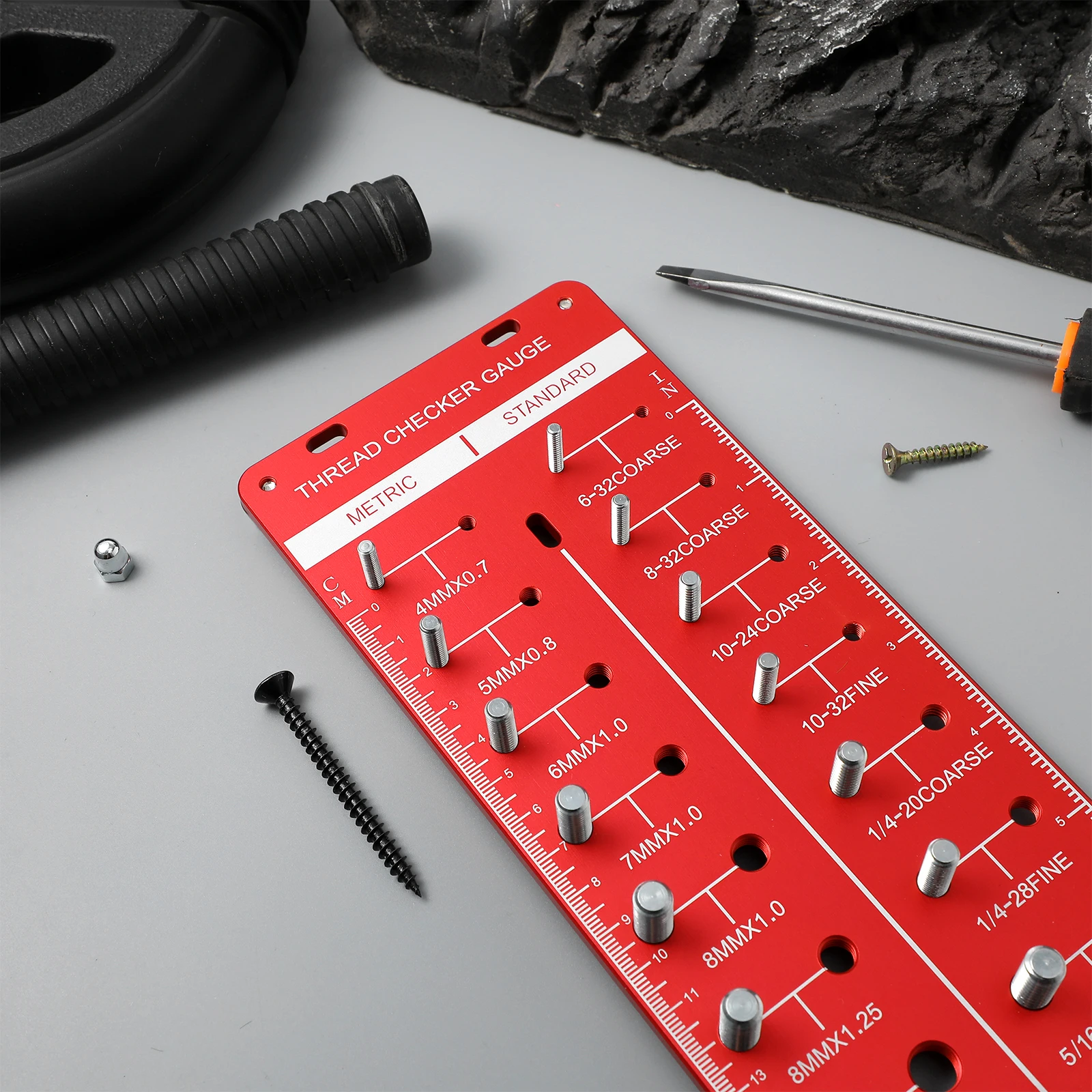 

Thread Checker Board 28 Sizes M4- Red Aluminum Screw Gauge Depth Bolt Size Measuring Gauges Nut And Bolt Thread Checker
