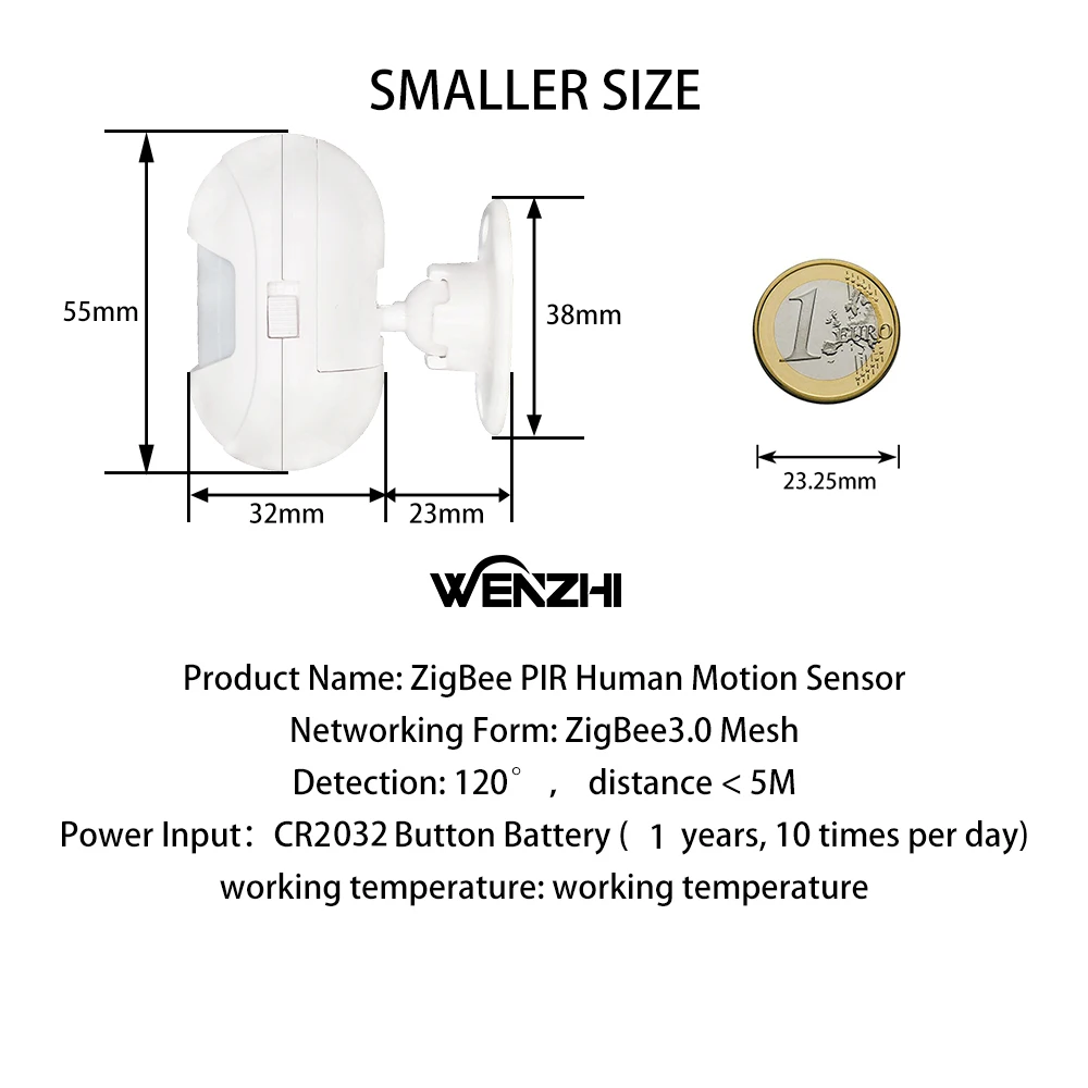 ZigBee-Sensor de movimiento para el hogar, dispositivo de seguridad de cuerpo humano, infrarrojo, Pir, batería, Smart Life, Smartlife, 3,0