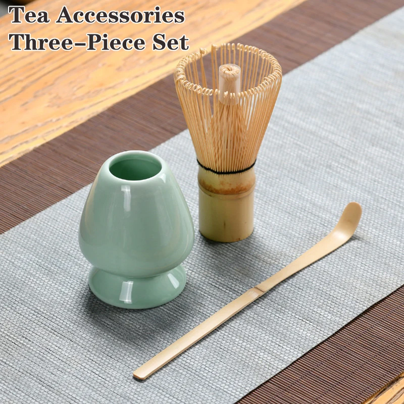 

ZZ 3PCS Japanese Matcha Tea Set Whisk Stand Tea Ceremony Matcha Bowl Grinder Brushes Tea Tools Holder Tea-making Tea Accessories