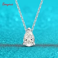 Smyoue certifié 1CT 2CT poire coupe D VVS1 Moissanite collier pour femmes 18k plaqué or bijoux 100% argent Sterling 925 pendentif 1