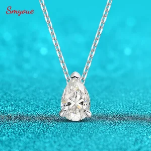 Smyoue Certified 1CT 2ct Pear Cut D VVS1 Collar de moissanite para mujeres Joyas de oro de 18k Gold 100% Sterling Silver 925 Colgante 6 mejores ventas collar de oro sólido de 18k - №6
