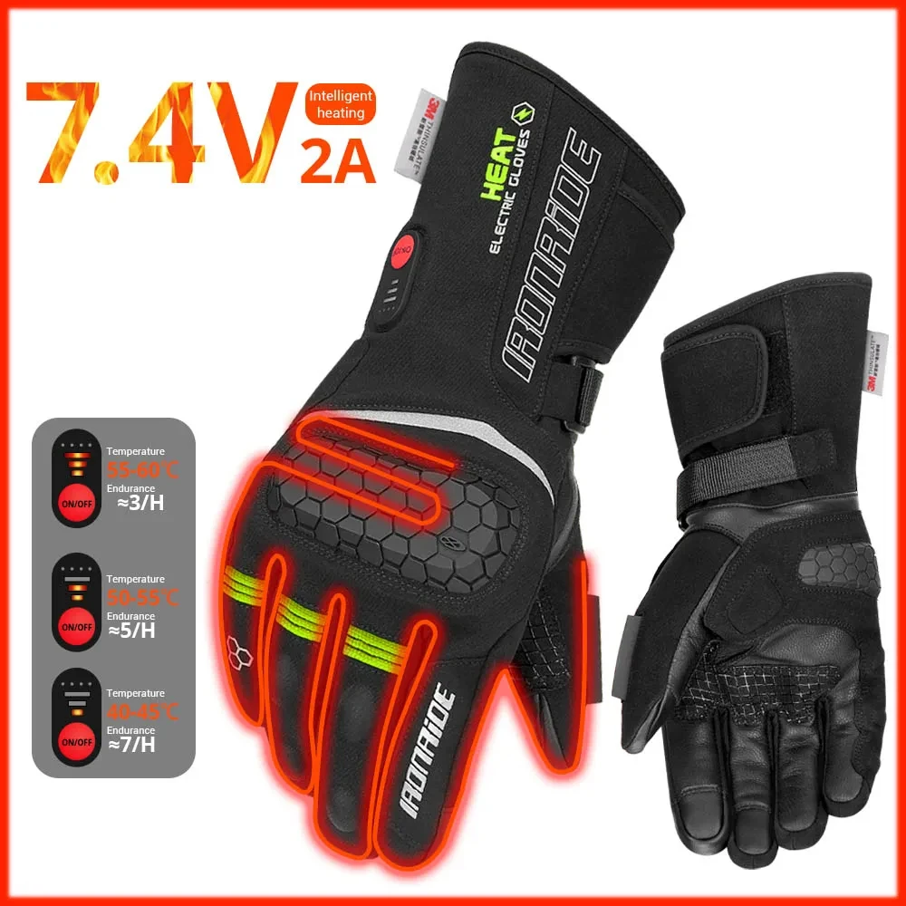 Motor Winter Verwarmde Handschoenen Thermische Sneeuwrijden Verwarmingshandschoenen voor Heren Dames Winddicht Warm Touchscreen Koud Weer Uitrusting