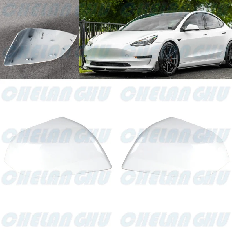 

1 Pair white Painted Rear Mirror Housing Cover Cap for Tesla Model 3 2017 2018 2019 Car accessories