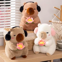 1 Piece New Cute Capybara Plush Toy Stuffed Animals Capybara Soft Doll Hold Flower Birthday Gifts