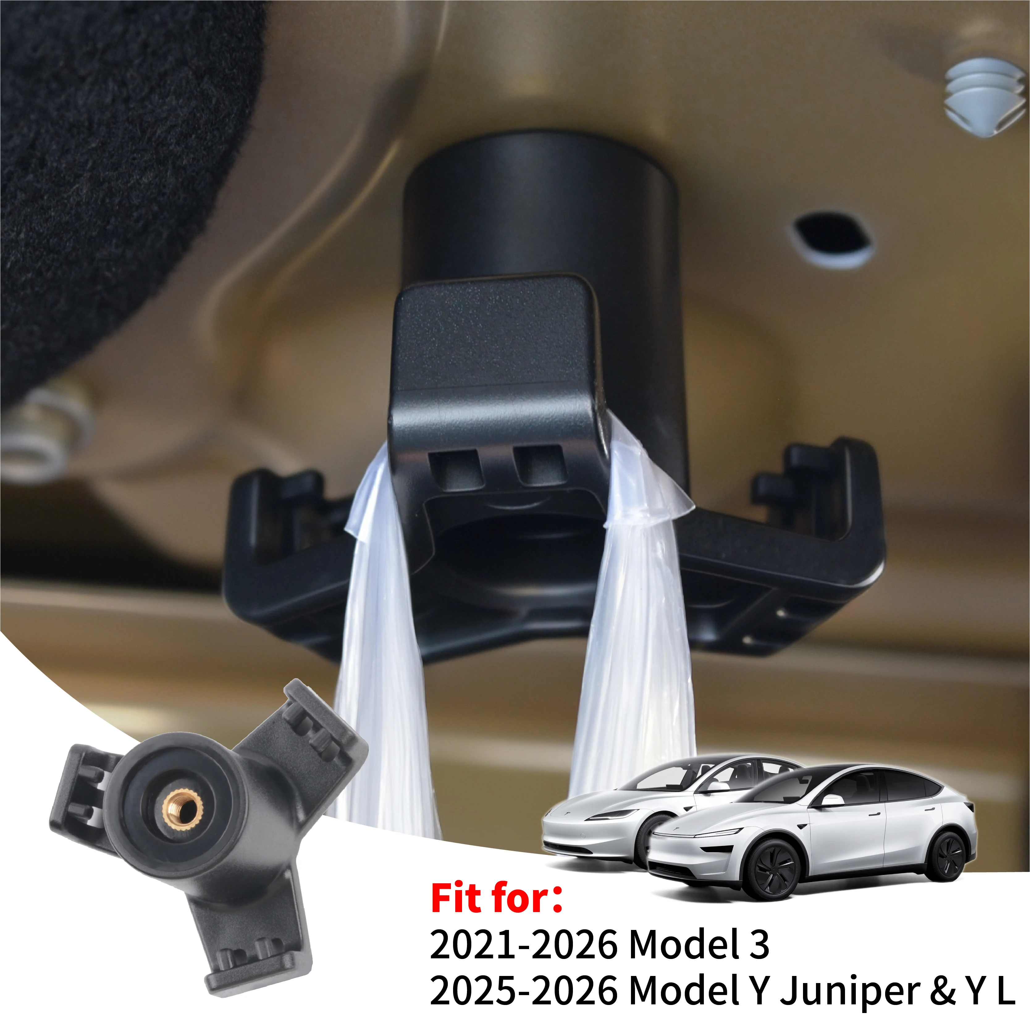 For Tesla Model 3 2021-2026 Highland Trunk Hook Grocery Bag Hook ABS Glove box hook Passenger side car storage hook accessories