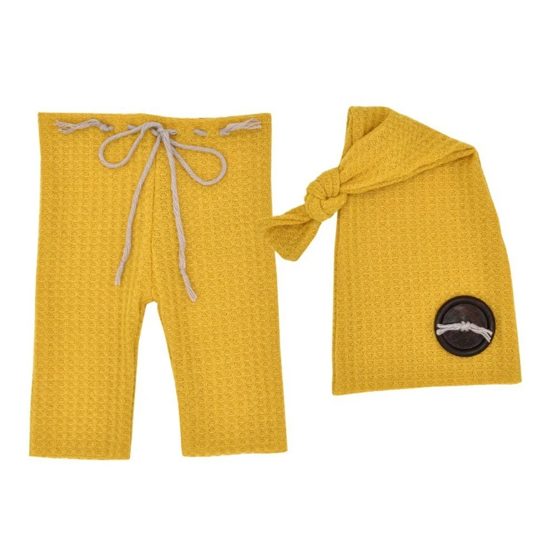 Baby Boy Girl Pants Hat Set Knitted Trousers Long Tail for Head Wrap Turban Bean image 5