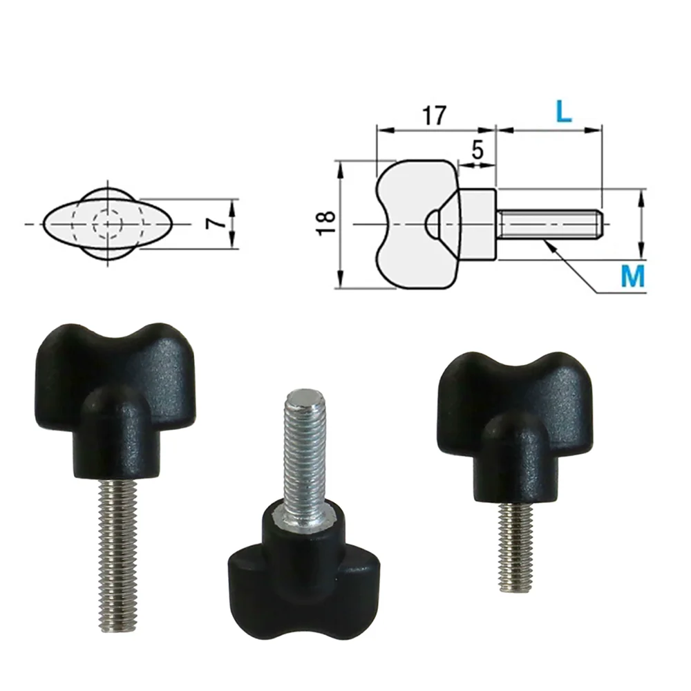 M3-M5 Bakelite Butterfly Knob Carbon Steel 304 Stainless Steel Thread Handle Hand‑Tight Adjustment