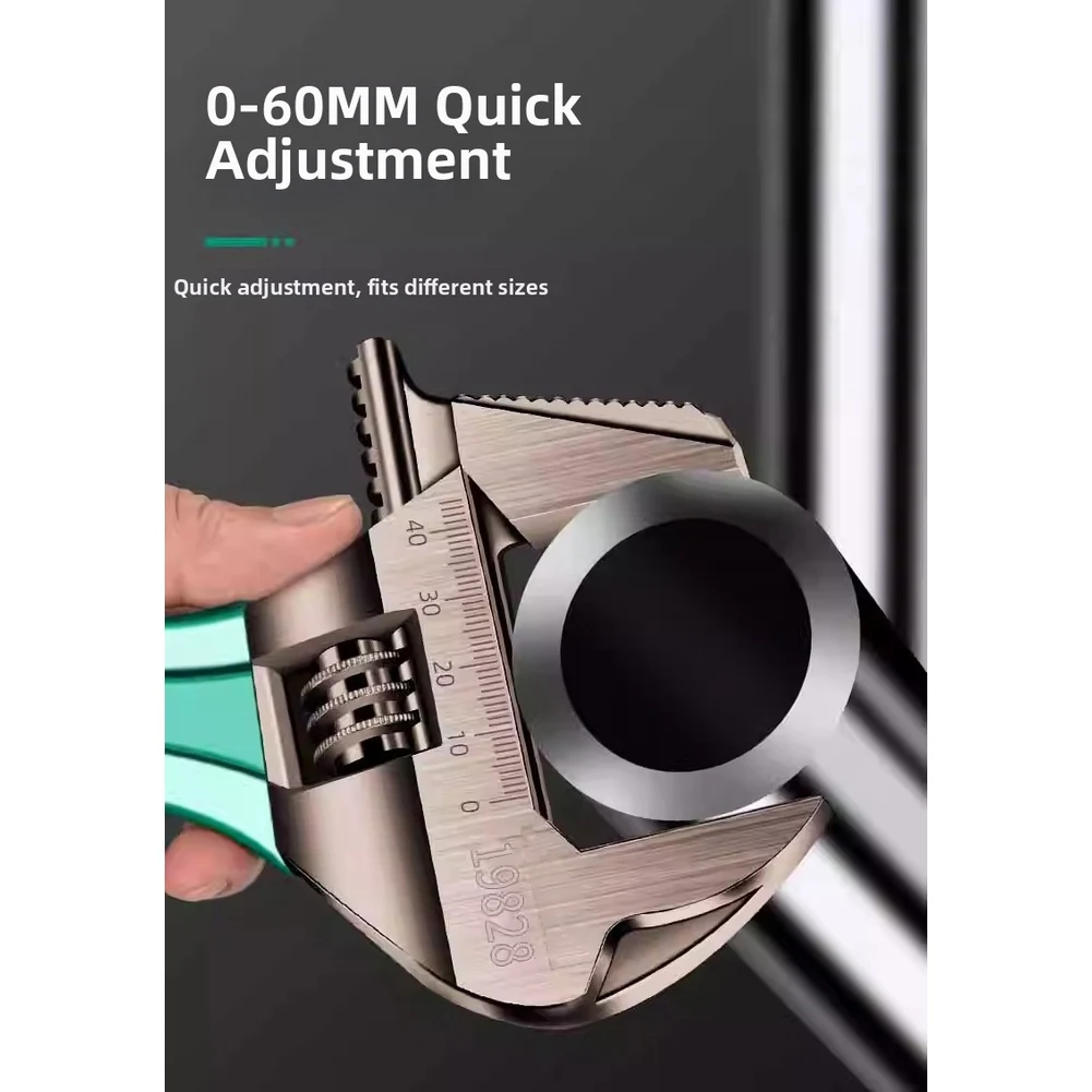 Oversized Opening Adjustable Wrench up to 46mm with Quick Adjust Roller for Fastening and Loosening Nuts and Bolts Securely