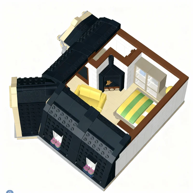 864 pièces MOC Blocs de construction modulaires pour plancher de grenier, modèle de paysage urbain, architecture, bricolage, cadeaux de Noël, idée de jouet créatif