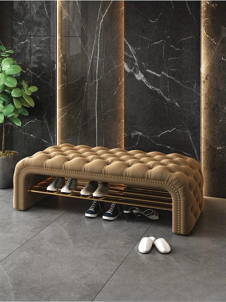 Nordic pull button bench bedroom bedside stool modern simple bed light luxury sofa stool door shoe change stool foot