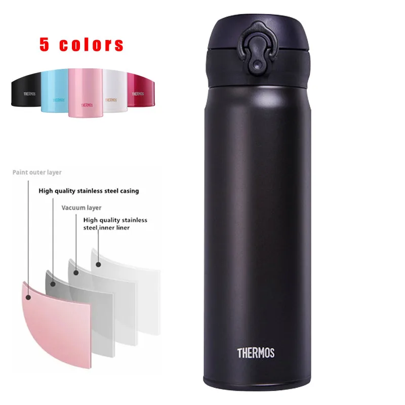 THERMOS 스테인레스 스틸 이중 레이어 진공 컵, 누출 방지 절연 플라스크, 보온 물병, 보온 텀블러, 350ml, 500ml 